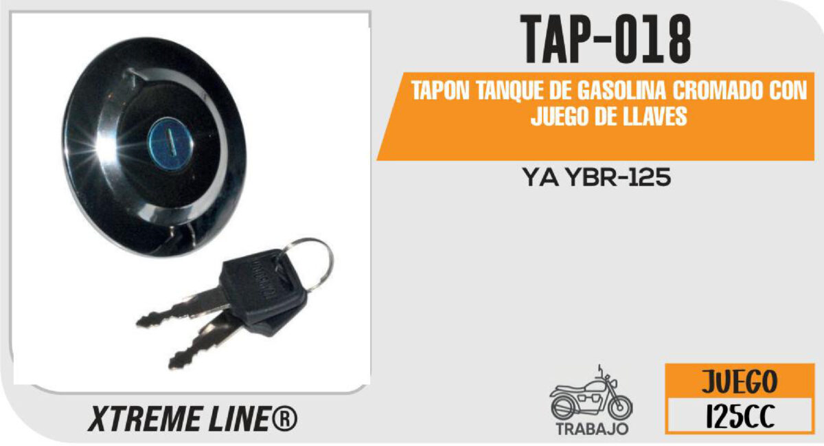 TAPON TANQUE DE GASOLINA CROMADO CON JUEGO DE LLAVES