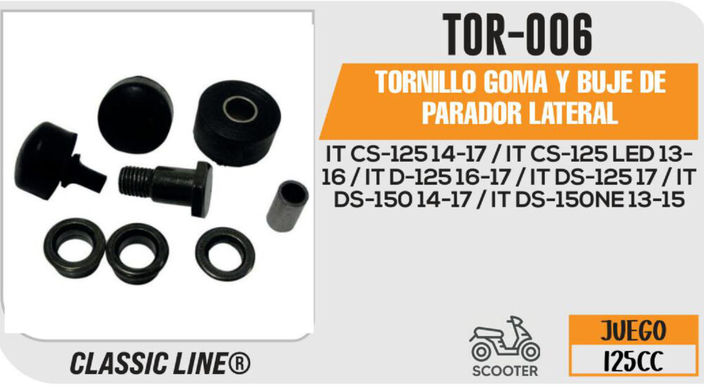 TORNILLO GOMA Y BUJE DE PARADOR LATERAL