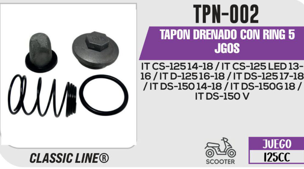 TAPON DE DRENADO C/ORING