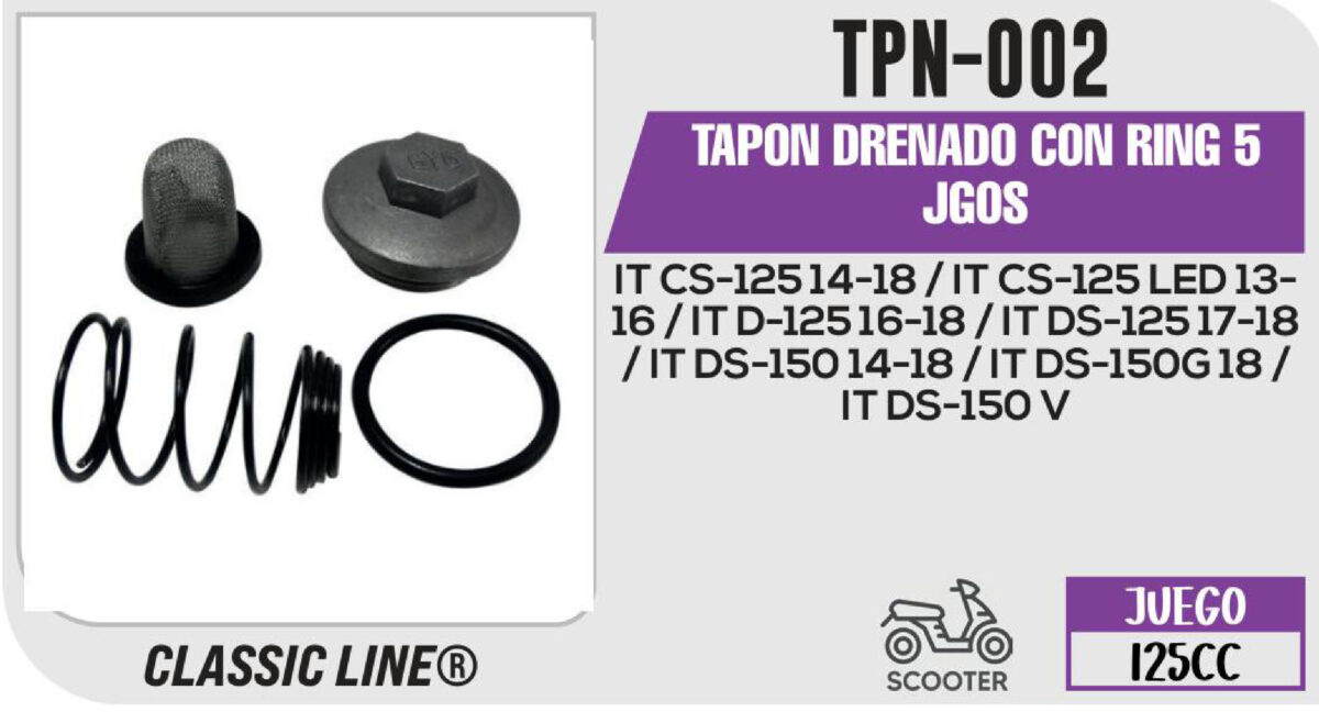TAPON DE DRENADO C/ORING