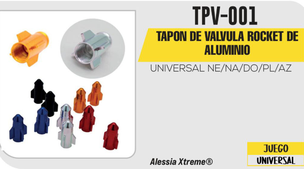 TAPON DE VALVULA ROCKET PARA MOTOCICLETA DE ALUMINIO