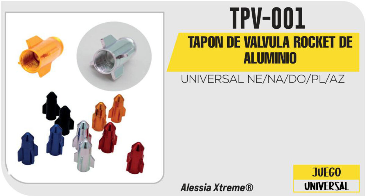 TAPON DE VALVULA ROCKET PARA MOTOCICLETA DE ALUMINIO