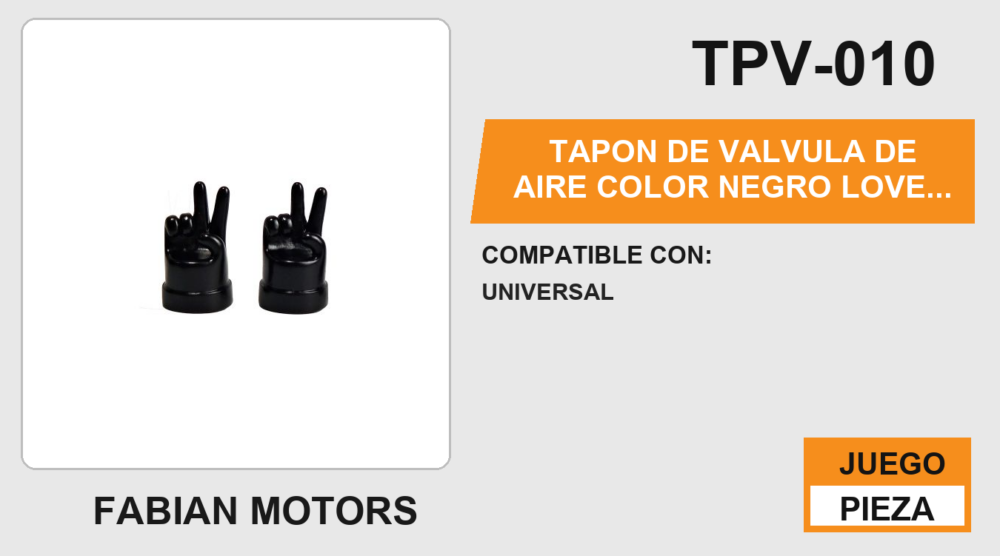 TAPON DE VALVULA DE AIRE COLOR NEGRO LOVE AND PEACE