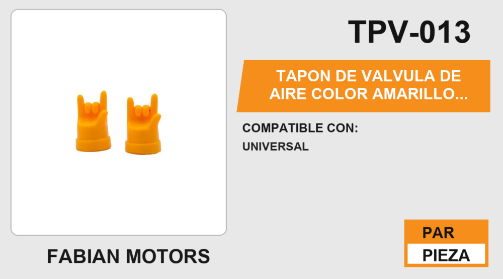 TAPON DE VALVULA DE AIRE COLOR AMARILLO MANO ROKERA