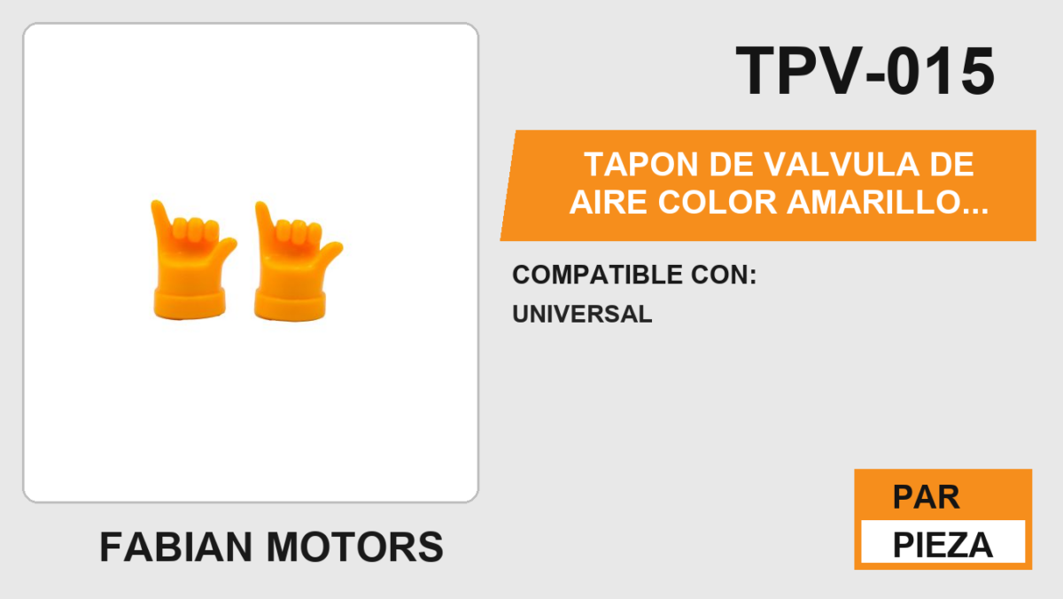 TAPON DE VALVULA DE AIRE COLOR AMARILLO MANO CHILL
