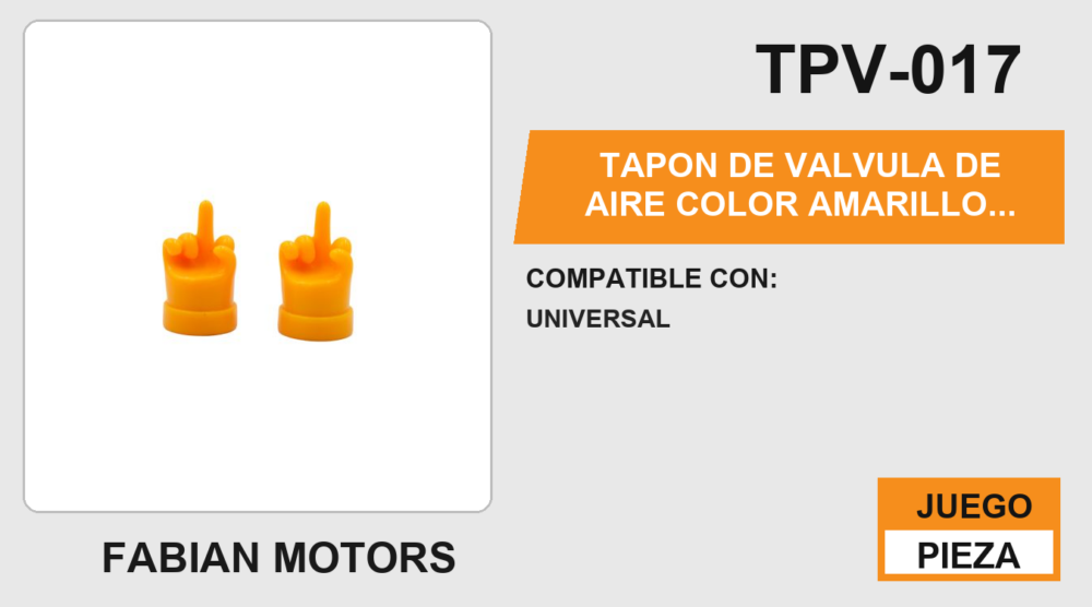 TAPON DE VALVULA DE AIRE COLOR AMARILLO DEDO MEDIO