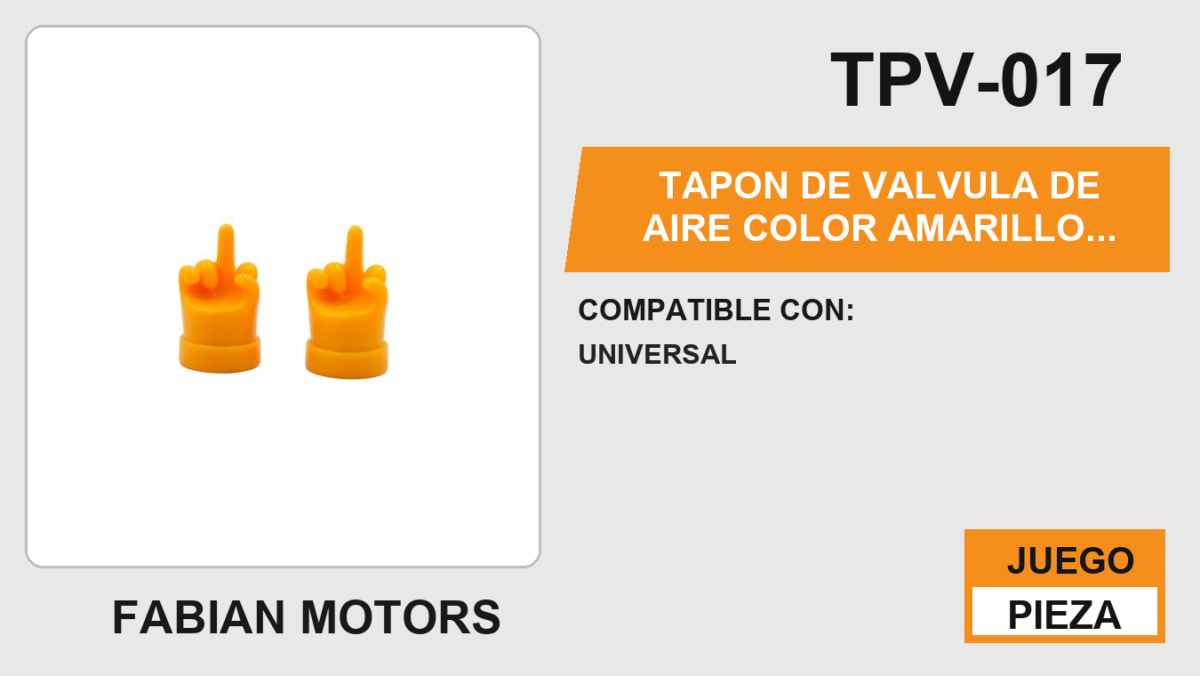 TAPON DE VALVULA DE AIRE COLOR AMARILLO DEDO MEDIO