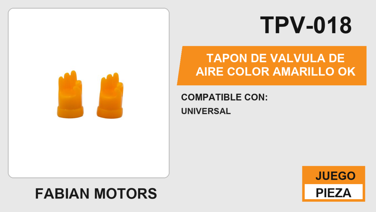 TAPON DE VALVULA DE AIRE COLOR AMARILLO OK