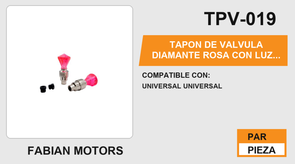 TAPON DE VALVULA DIAMANTE ROSA CON LUZ 1.5 Vcc