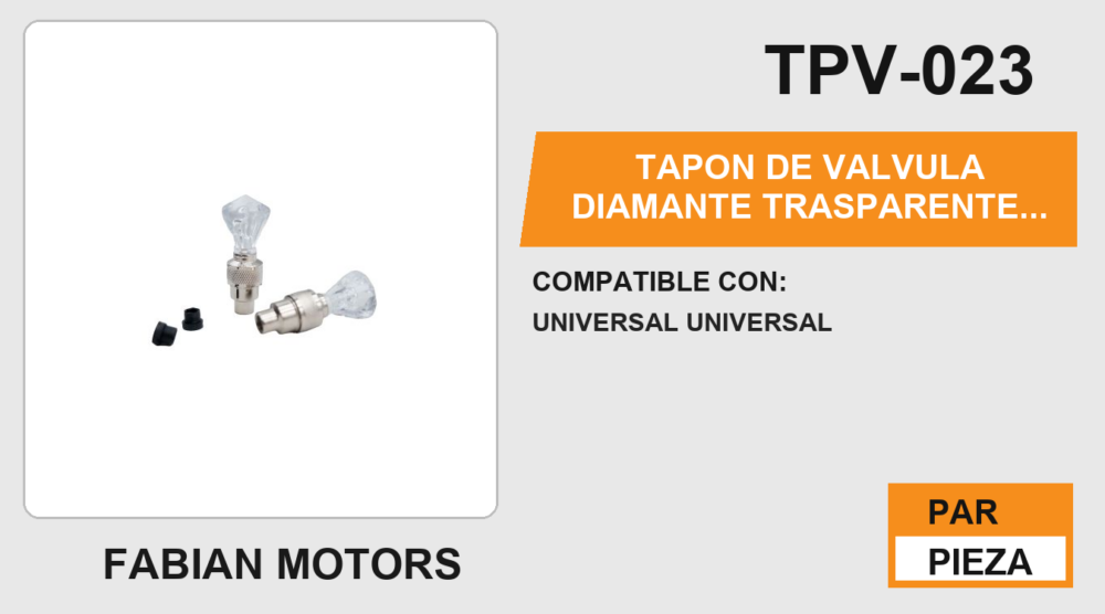TAPON DE VALVULA DIAMANTE TRASPARENTE CON LUZ 1.5 Vcc