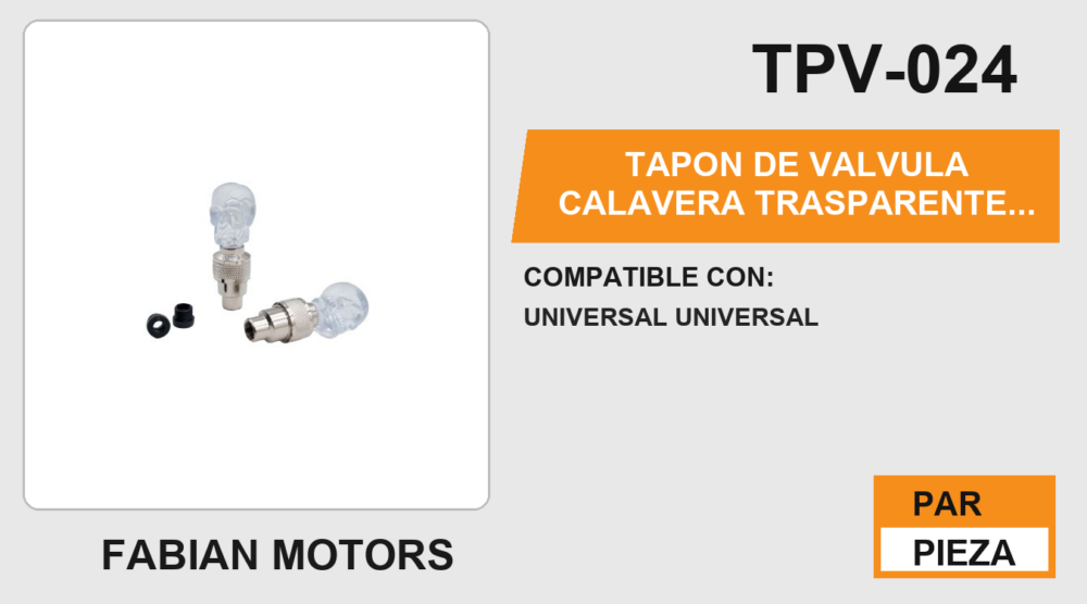 TAPON DE VALVULA CALAVERA TRASPARENTE CON LUZ 1.5 Vcc