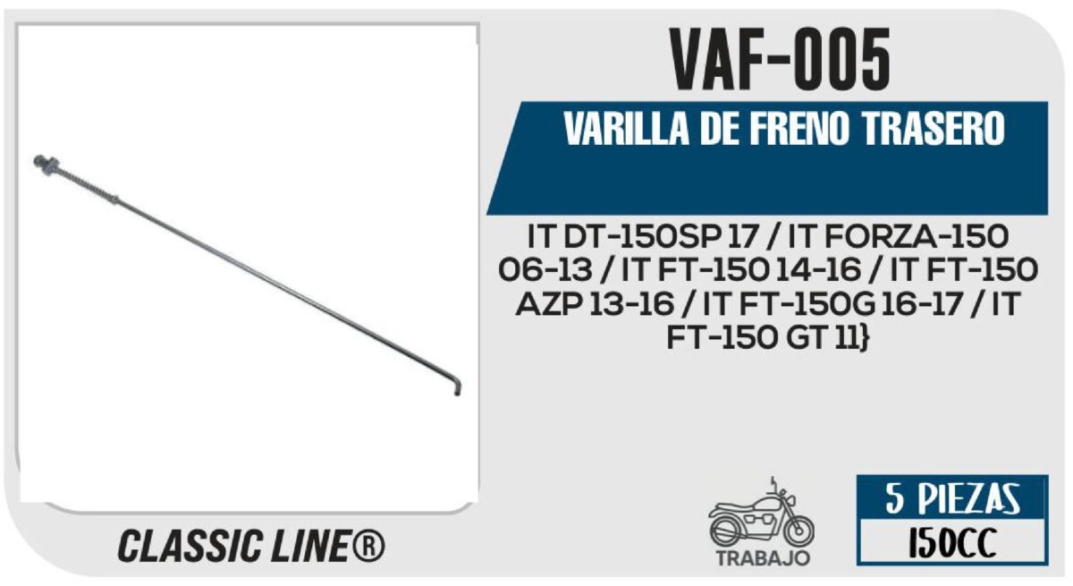 VARILLA DE FRENO TRASERO