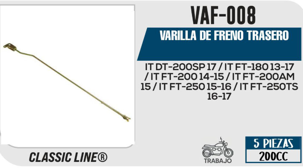 VARILLA DE FRENO TRASERO