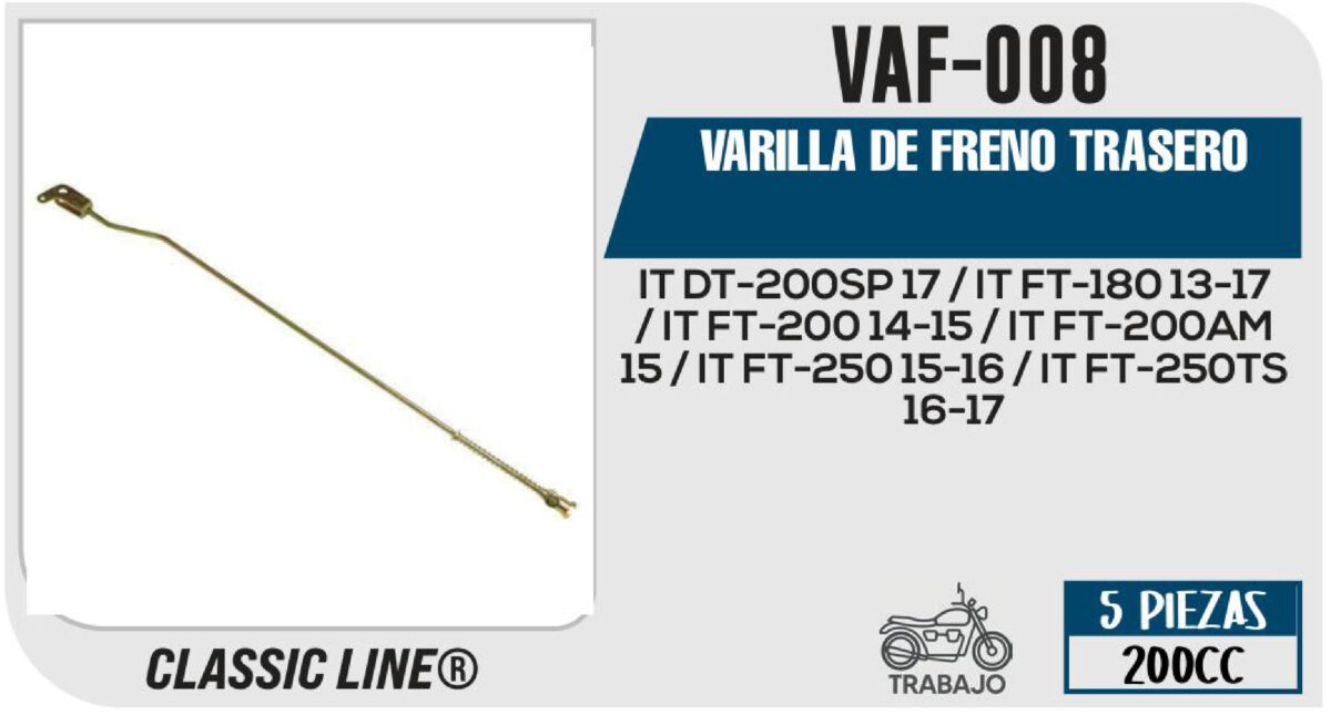 VARILLA DE FRENO TRASERO
