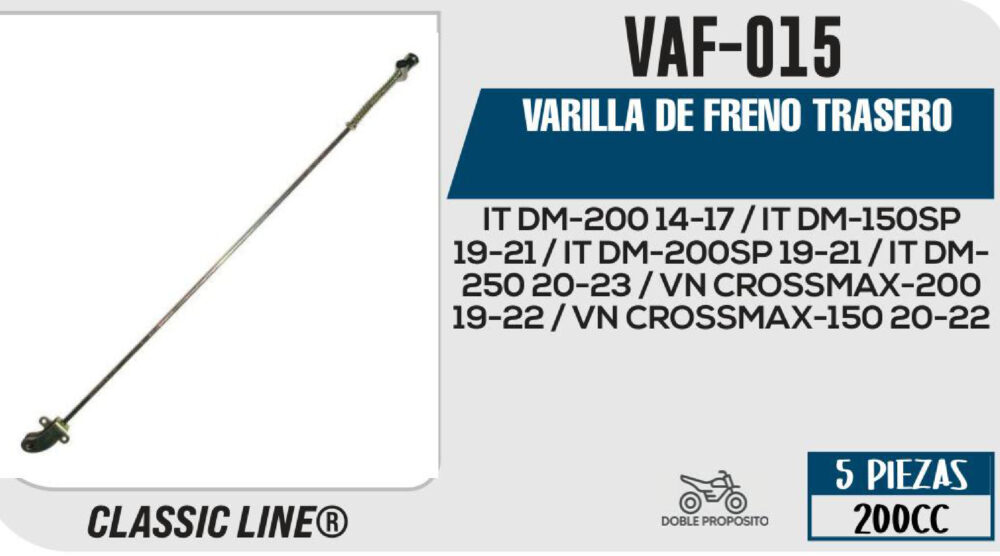 VARILLA DE FRENO TRASERO