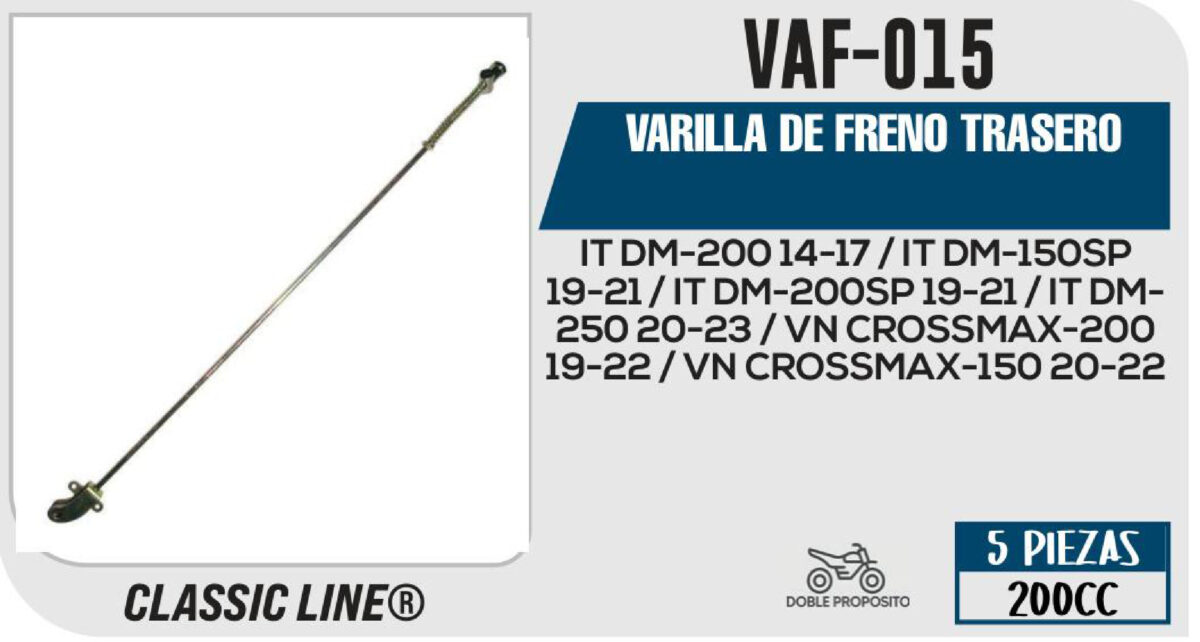 VARILLA DE FRENO TRASERO
