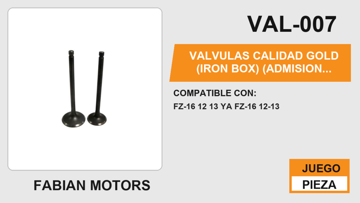 VALVULAS CALIDAD (ADMISION Y ESCAPE)