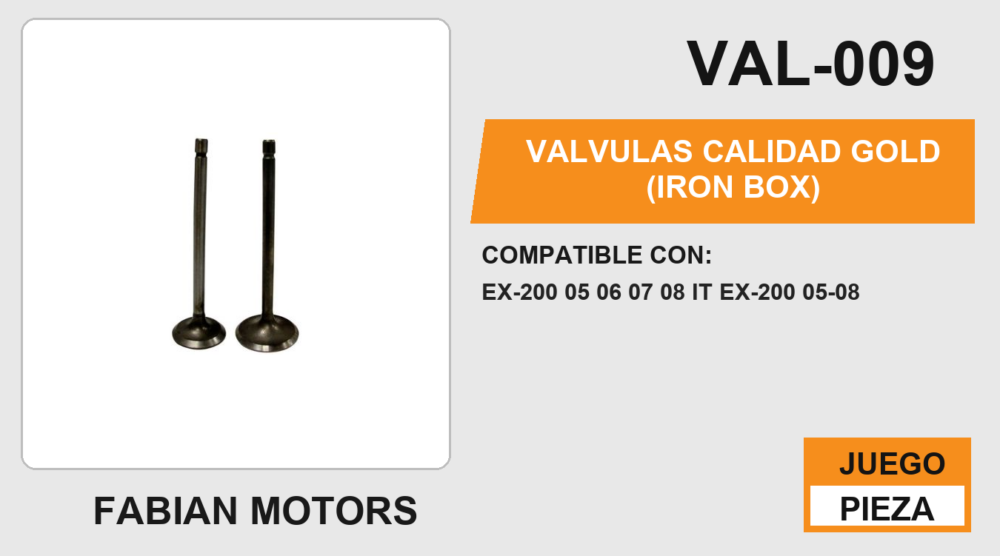 VALVULAS CALIDAD (ADMISION Y ESCAPE)