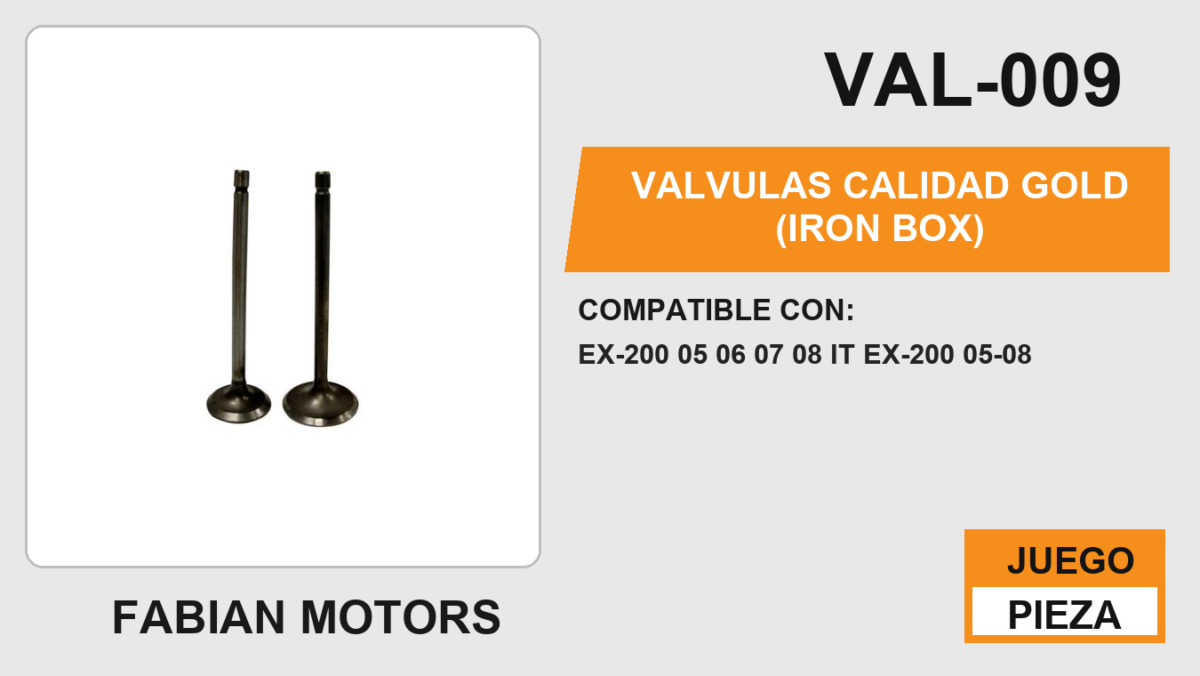 VALVULAS CALIDAD (ADMISION Y ESCAPE)