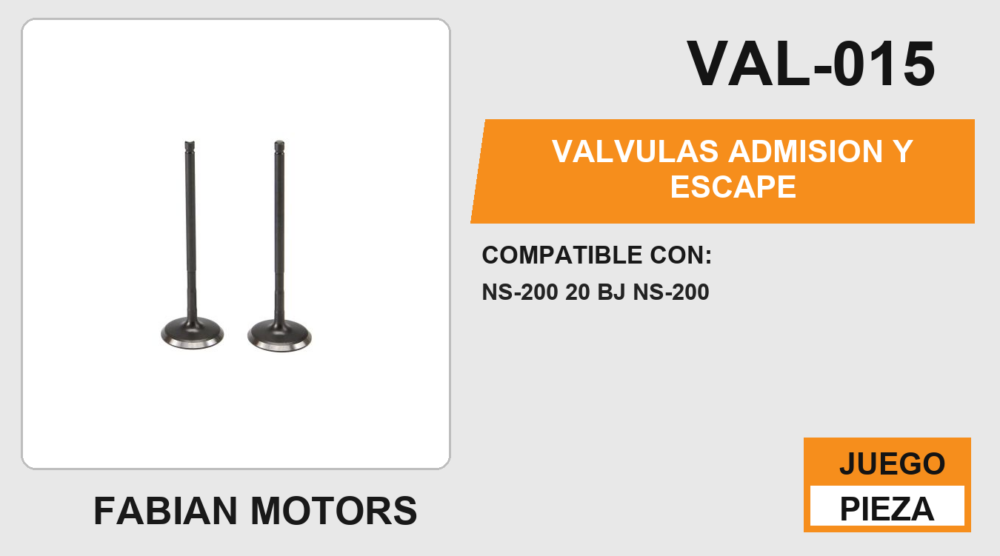 VALVULAS ADMISION Y ESCAPE