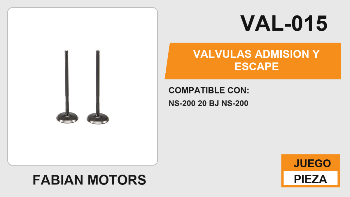 VALVULAS ADMISION Y ESCAPE