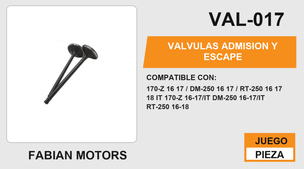 VALVULAS ADMISION Y ESCAPE