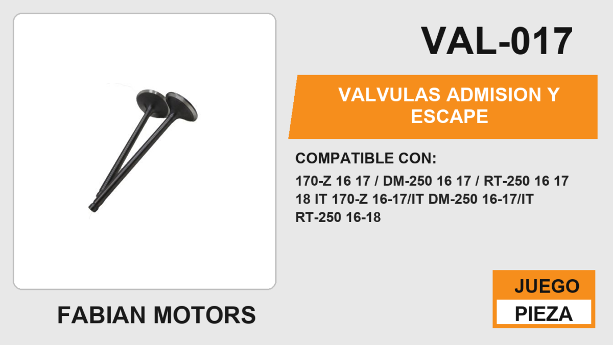 VALVULAS ADMISION Y ESCAPE