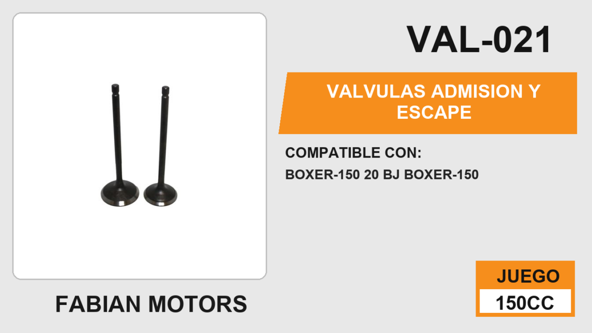 VALVULAS ADMISION Y ESCAPE