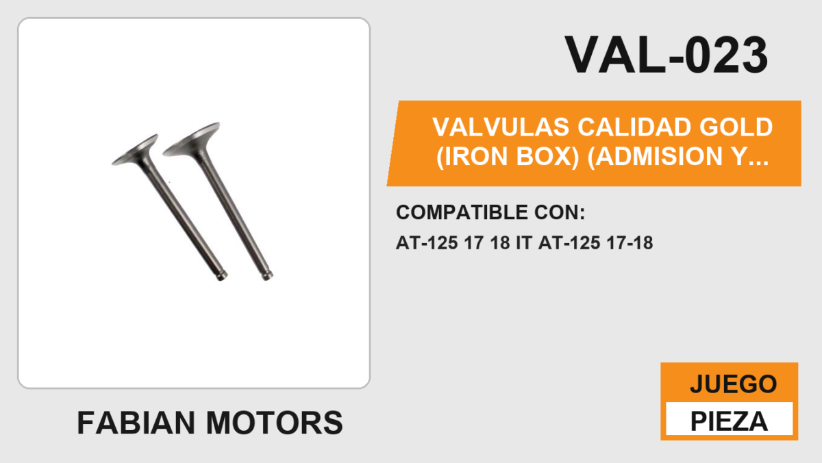 VALVULAS CALIDAD GOLD (IRON BOX) (ADMISION Y ESCAPE)