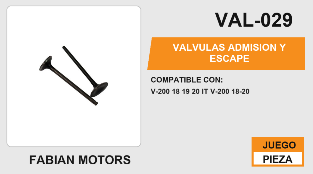 VALVULAS ADMISION Y ESCAPE