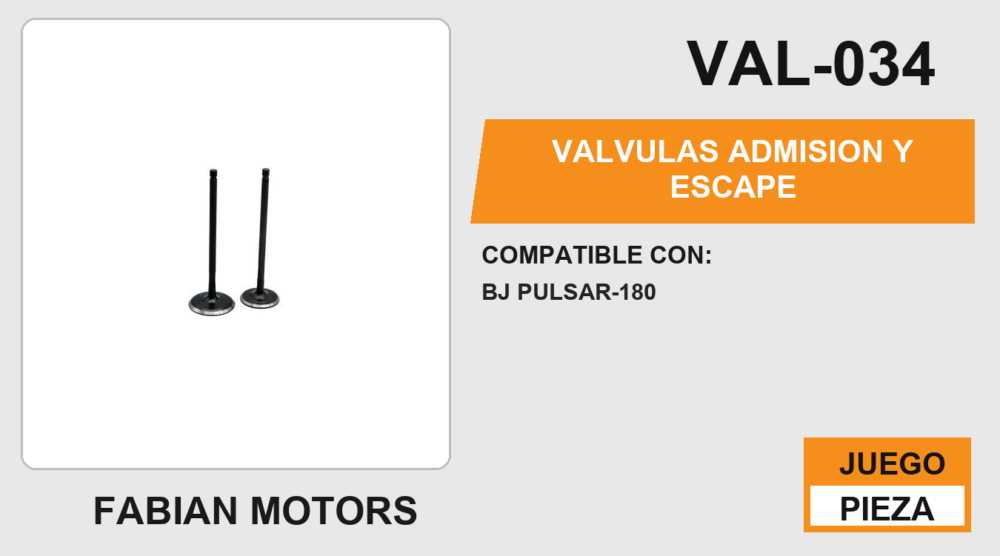 VALVULAS ADMISION Y ESCAPE