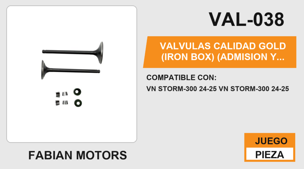 VALVULAS CALIDAD GOLD (IRON BOX) (ADMISION Y ESCAPE)