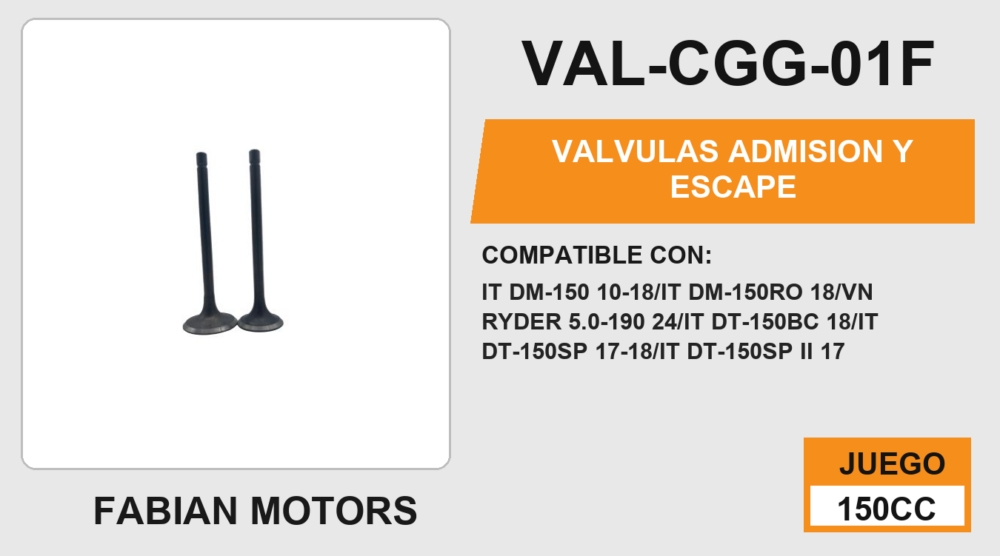 VALVULAS ADMISION Y ESCAPE