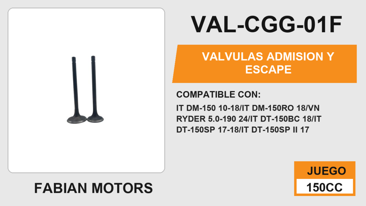 VALVULAS ADMISION Y ESCAPE