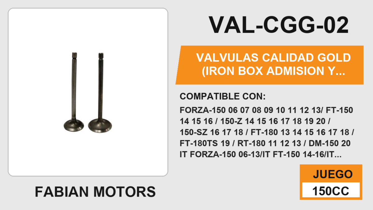 VALVULAS CALIDAD (ADMISION Y ESCAPE)