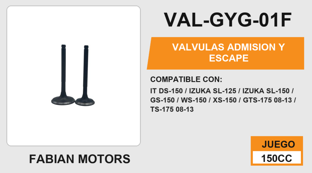 VALVULAS ADMISION Y ESCAPE