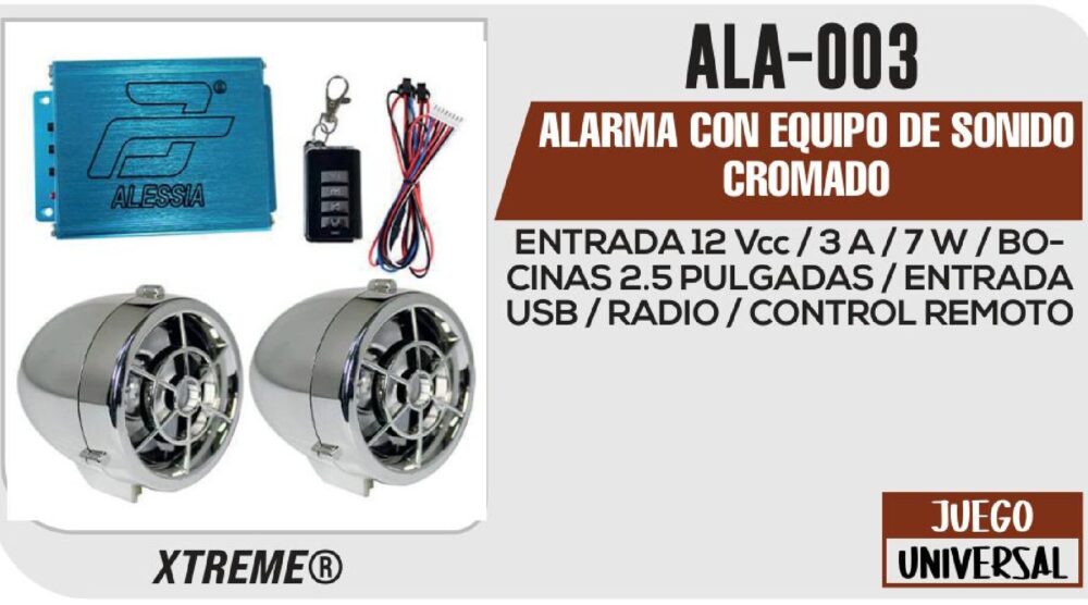 ALARMA CON EQUIPO DE SONIDO CROMADO / ALA-003