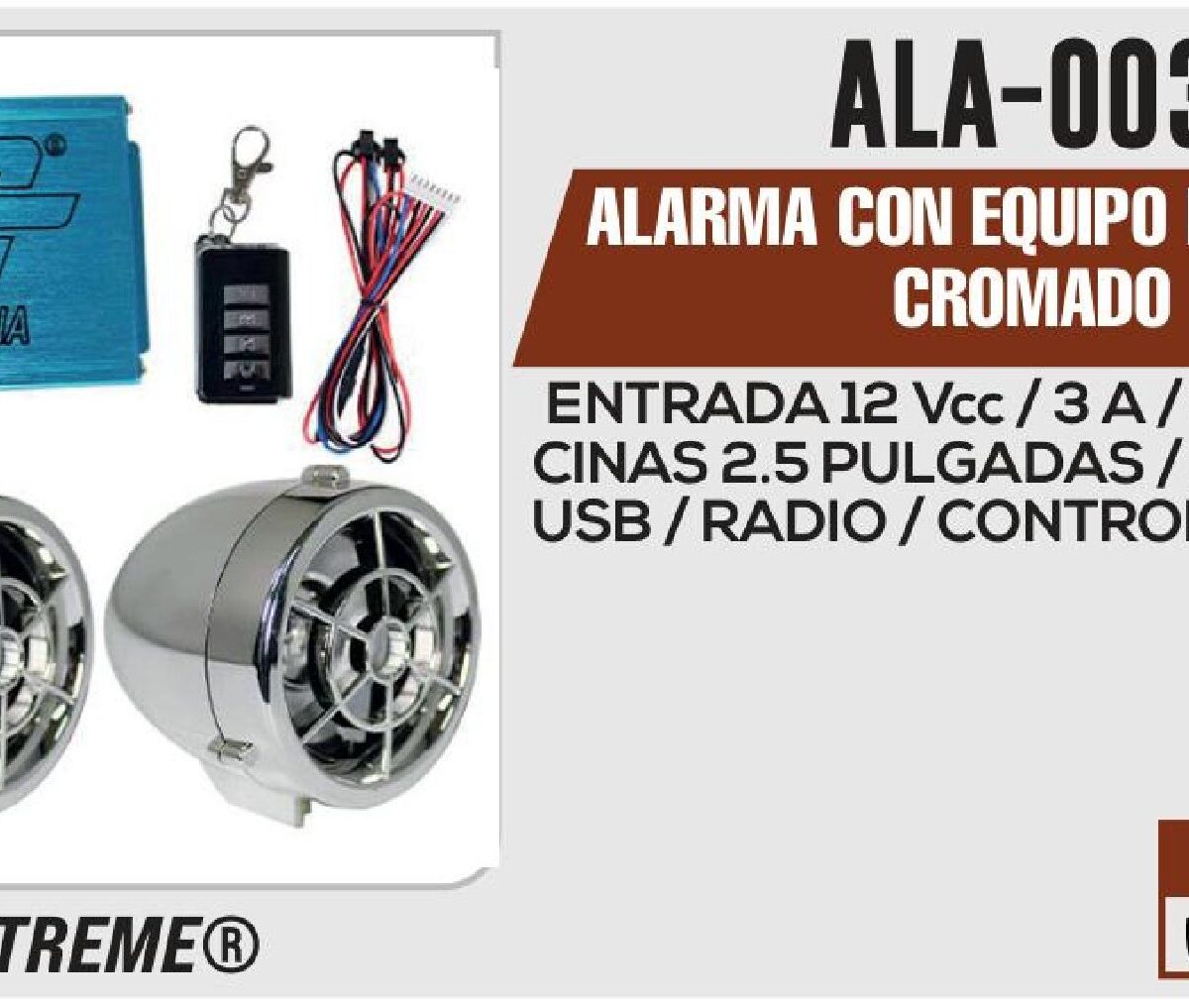 ALARMA CON EQUIPO DE SONIDO CROMADO / ALA-003