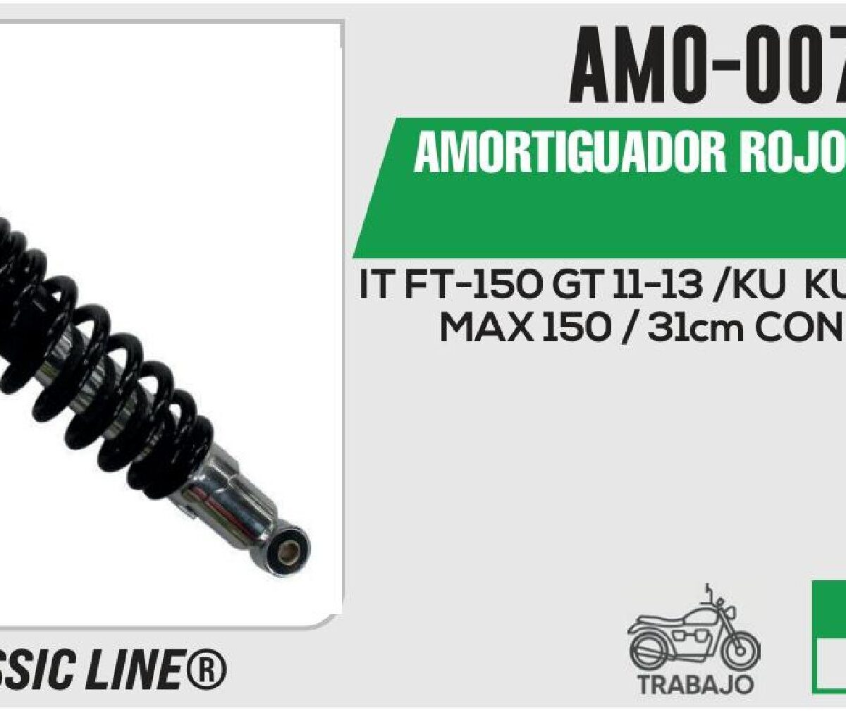 AMORTIGUADOR ROJO C/NEGRO / 31cm CON BUJE