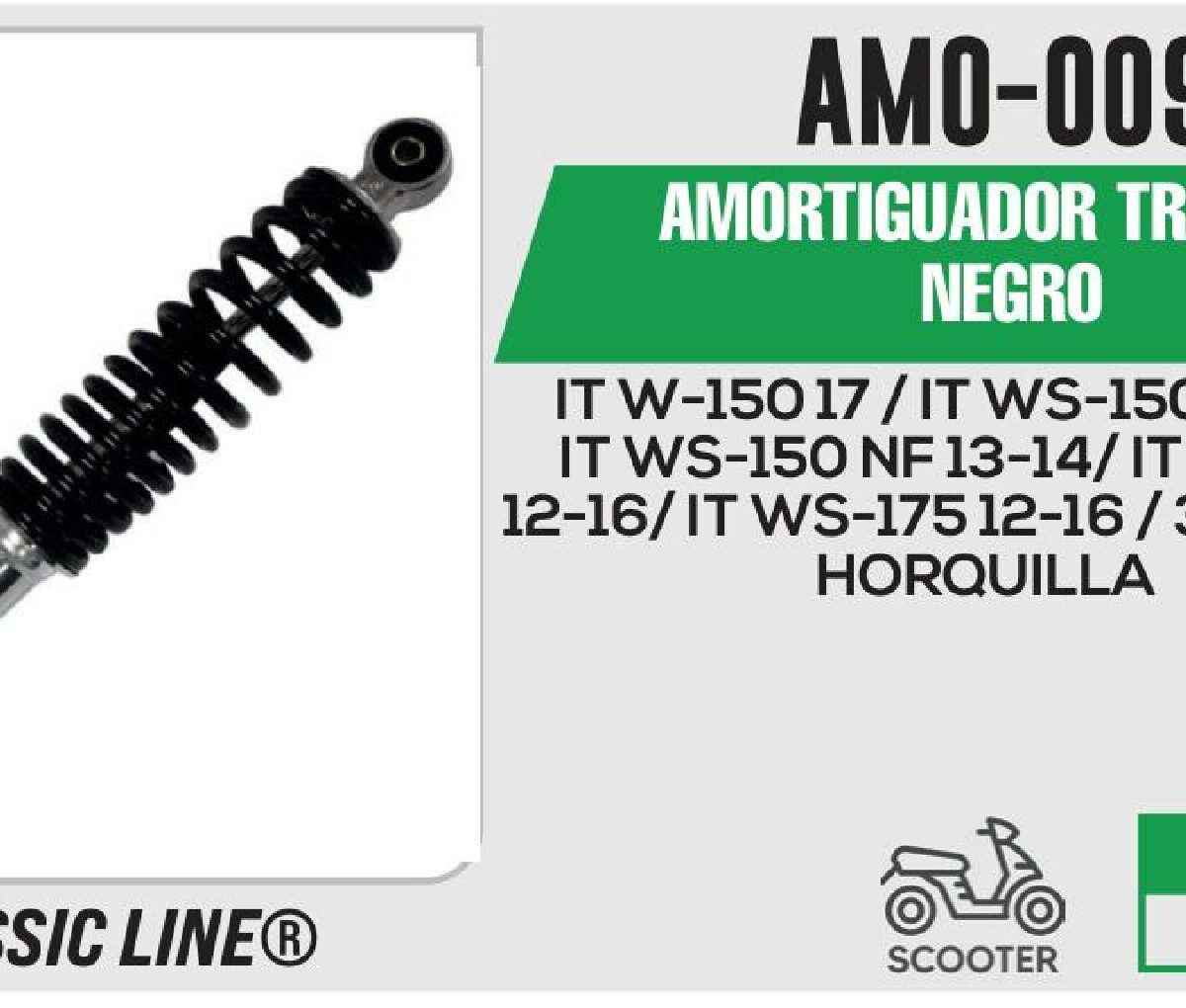 AMORTIGUADOR NEGRO / 34cm CON HORQUILLA