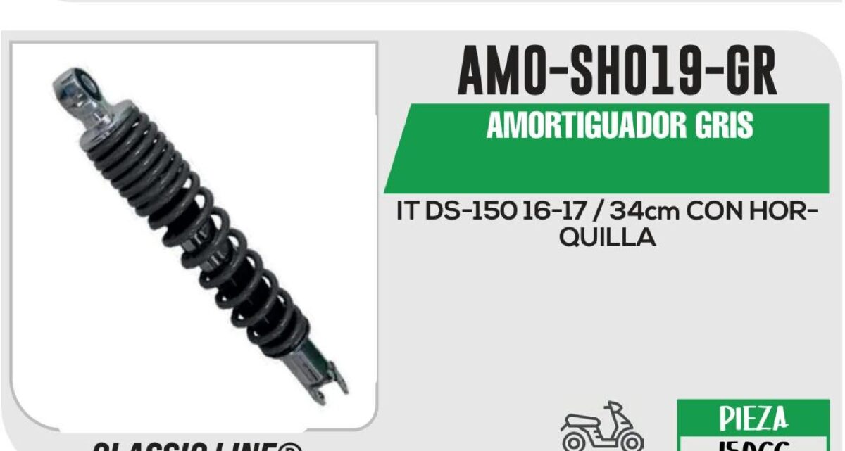AMORTIGUADOR GRIS 34cm CON HORQUILLA