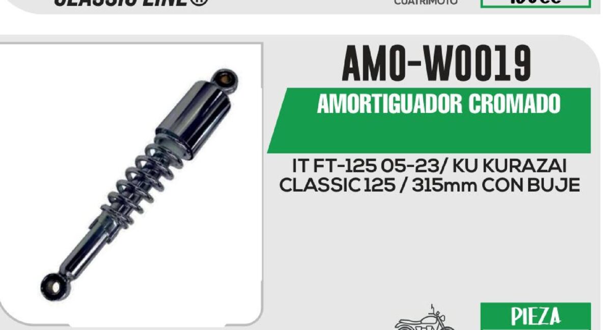 AMORTIGUADOR CROMADO / 315mm CON BUJE