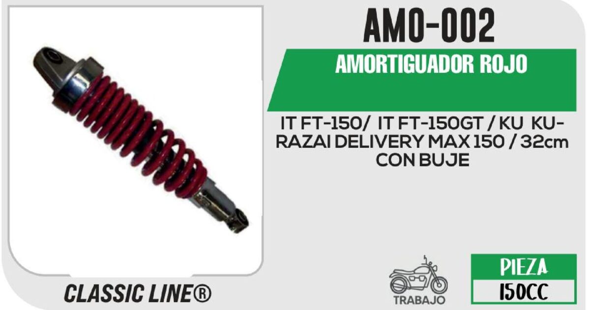 AMORTIGUADOR ROJO / 32cm CON BUJE