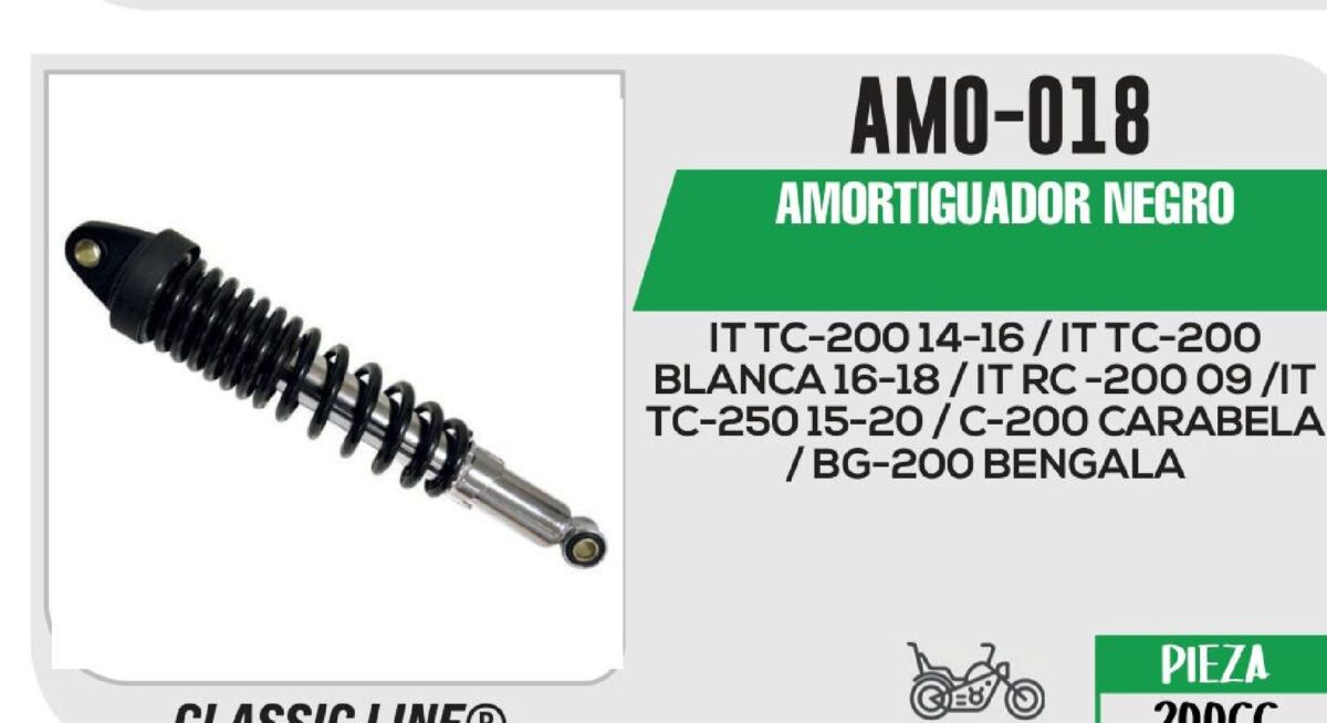 AMORTIGUADOR NEGRO / 36cm CON BUJE