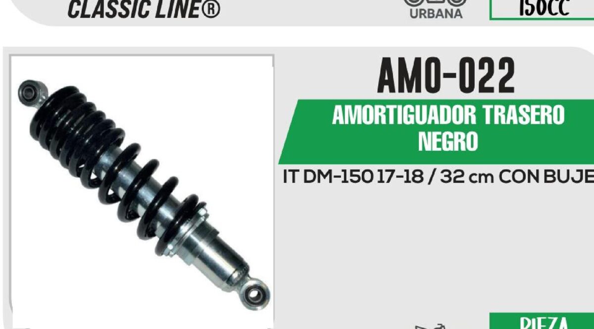 AMORTIGUADOR NEGRO / 32cm CON BUJE