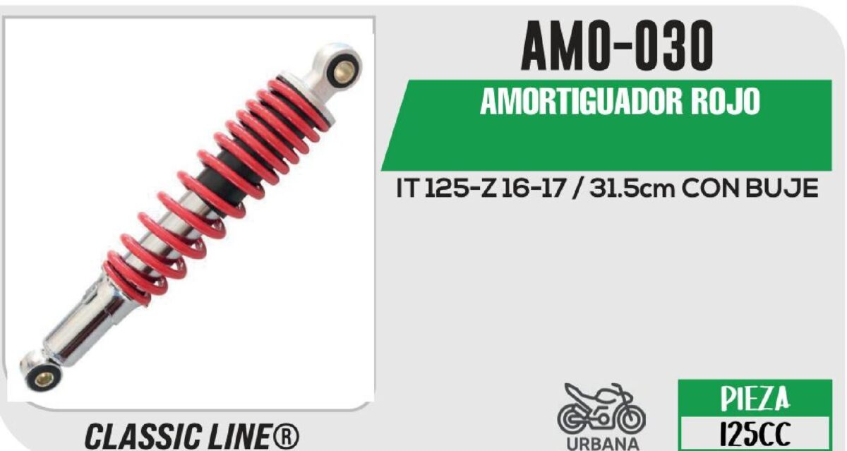 AMORTIGUADOR ROJO C/NEGRO / 315cm CON BUJE