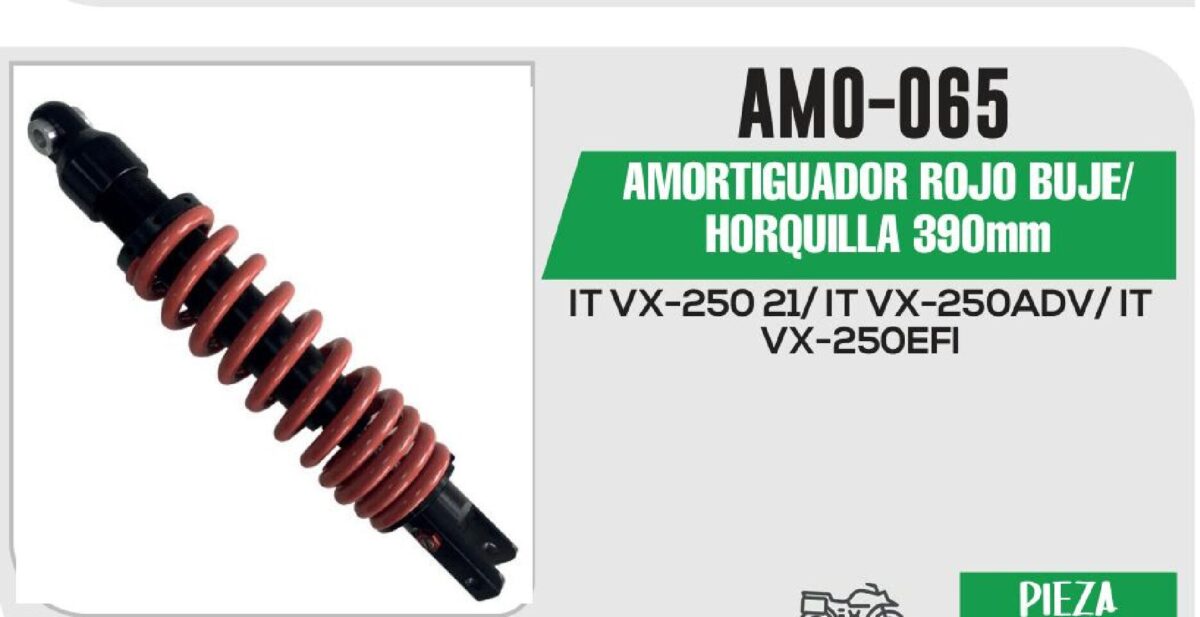 AMORTIGUADOR ROJO BUJE/HORQUILLA 390mm
