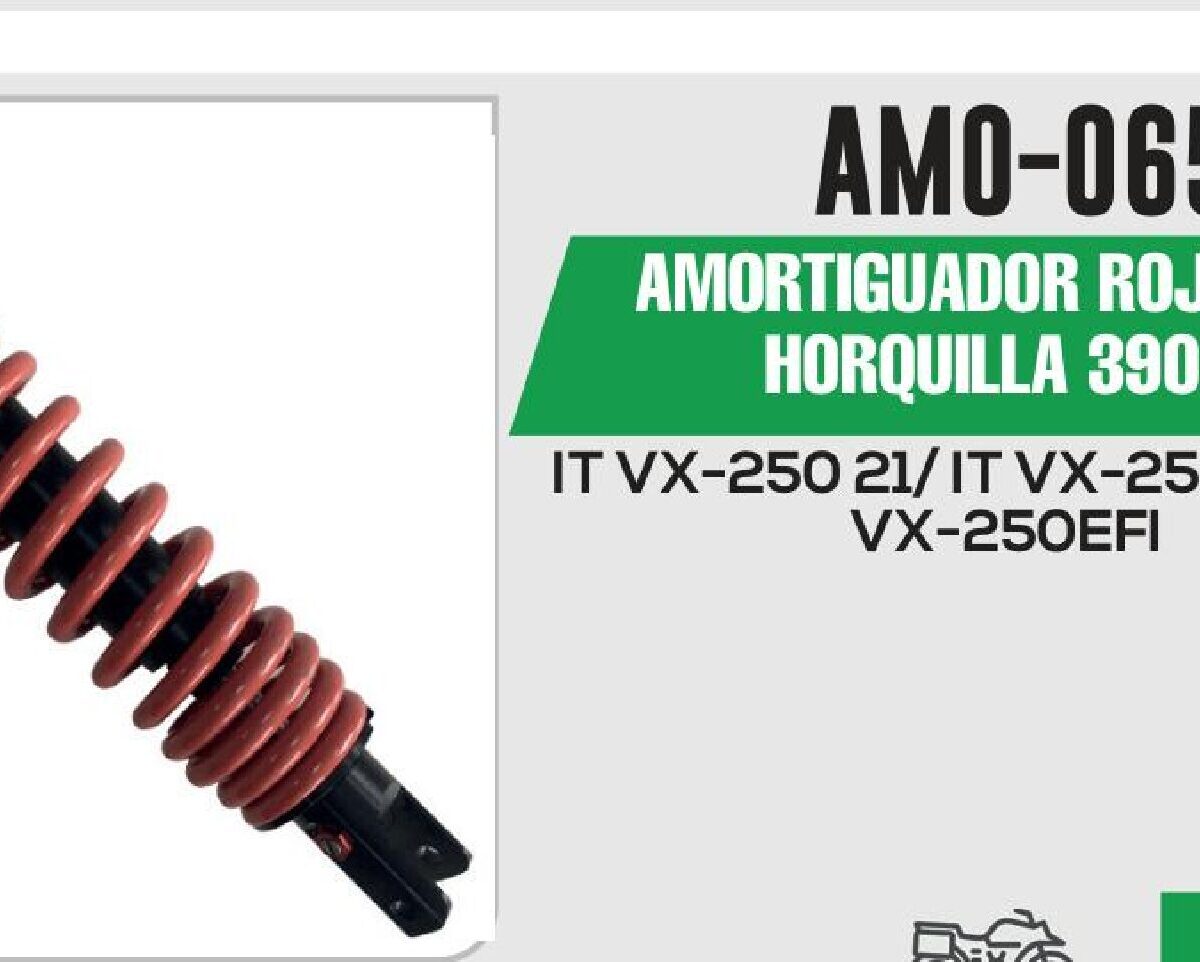 AMORTIGUADOR ROJO BUJE/HORQUILLA 390mm