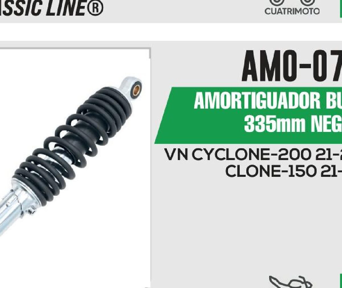 AMORTIGUADOR BUJE-BUJE 335 mm NEGRO