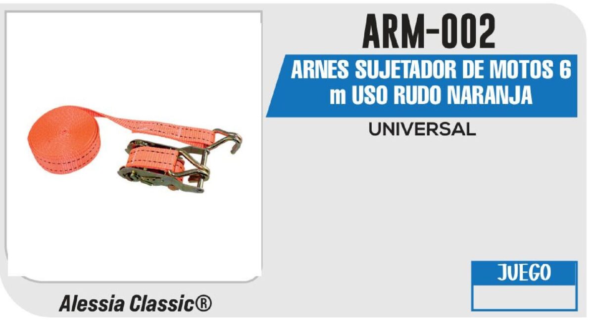 ARNES SUJETADOR DE MOTOS 6m USO RUDO NARANJA